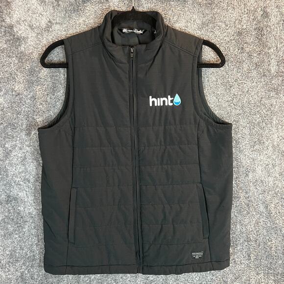 Travis Mathew Vest Mens Small Black Insulated Puffer Full Zip Cold Shoulder Hint - Picture 1 of 8
